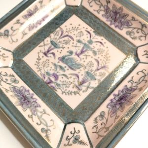 Ornate Ceramic Plate 8x8 Floral Pattern